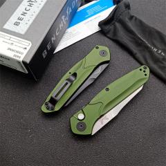 Benchmade 9400 Osborne AUTO Folding Knife 3.26" S30V Satin Plain Blade, Green Aluminum Handles