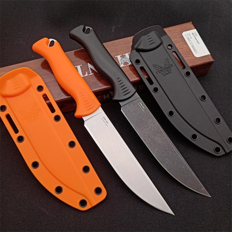 Benchmade Hunt Meatcrafter Fixed Blade Knife 5.70" CPM-154 Stonewashed Trailing Point Blade, Santoprene Handles - 15500-04