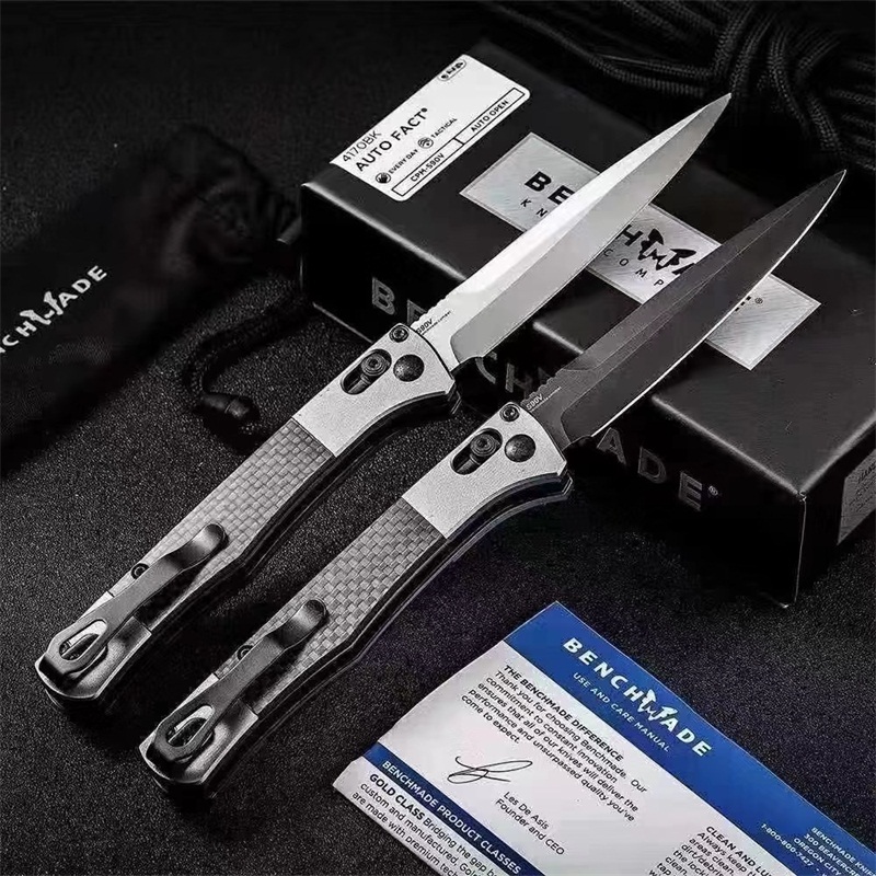 Benchmade 4170BK Fact AUTO Folding Knife 3.95" S90V Black DLC Spear Point Blade, Aluminum Handles with Carbon Fiber Inlays