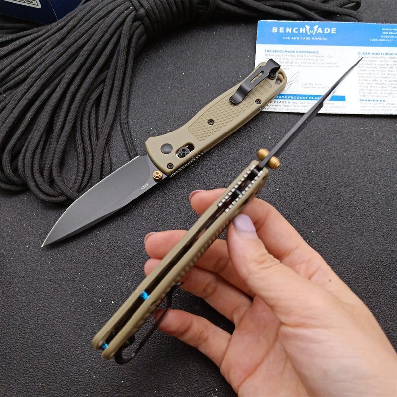 Benchmade 535 Bugout AXIS Folding Knife 3.24" S30V Satin Plain Blade, Brown Grivory Handles