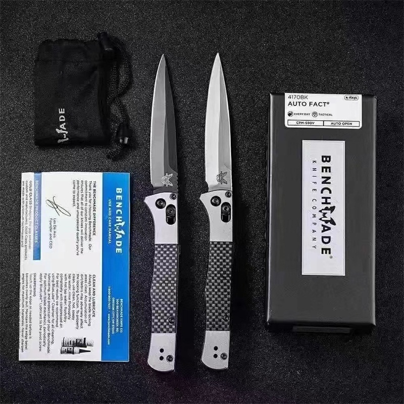 Benchmade 4170BK Fact AUTO Folding Knife 3.95" S90V Black DLC Spear Point Blade, Aluminum Handles with Carbon Fiber Inlays