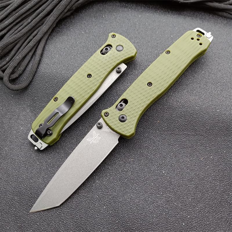 Benchmade Bailout AXIS Folding Knife 3.34" CPM-3V Tanto Plain Blade, Green Nylon Fiber Handles - 537GY-1