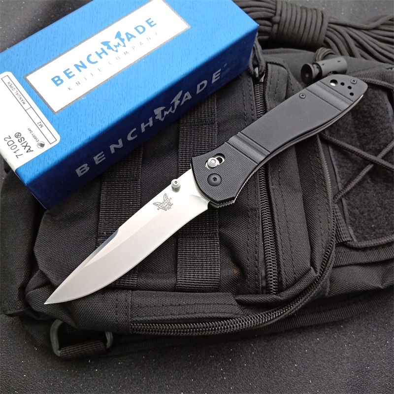 Benchmade 710FE-2 Seven | Ten Axis Folding Knife 3.93" GB-D2 Drop Point Blade, Black G10 Handles