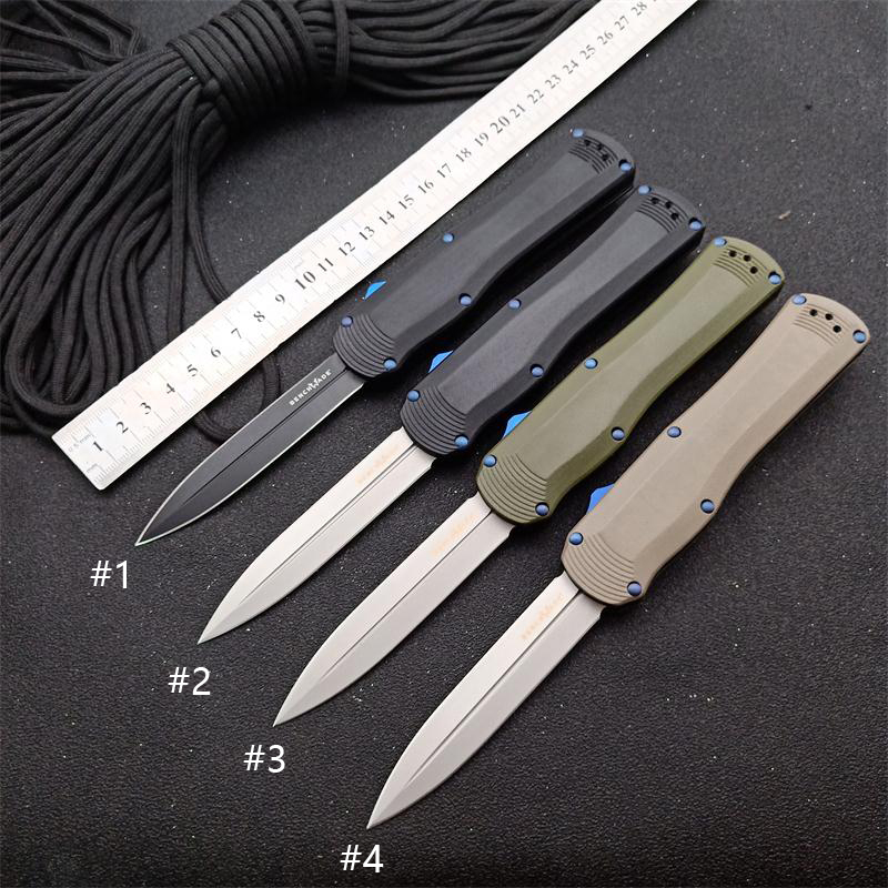 Benchmade Autocrat AUTO OTF Knife 3.54" DLC S30V Double Edge Dagger Blade, OD G10 Handles - 3400BK-1
