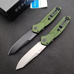 Benchmade 9400 Osborne AUTO Folding Knife 3.26" S30V Satin Plain Blade, Green Aluminum Handles