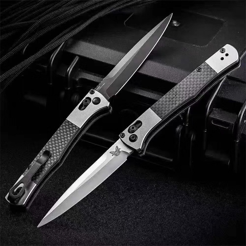 Benchmade 4170BK Fact AUTO Folding Knife 3.95" S90V Black DLC Spear Point Blade, Aluminum Handles with Carbon Fiber Inlays