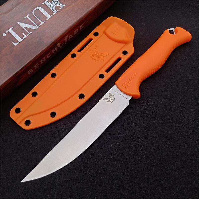Benchmade Hunt Meatcrafter Fixed Blade Knife 5.70" CPM-154 Stonewashed Trailing Point Blade, Santoprene Handles - 15500-04