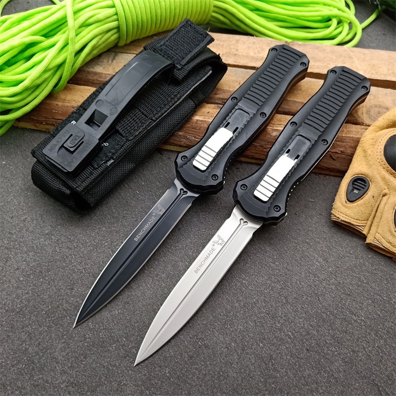 Benchmade 3310BK Infidel Dagger AUTO OTF Knife 3.85" D2 Black Double Edge Blade, Aluminum Alloy Handles
