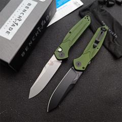 Benchmade 9400 Osborne AUTO Folding Knife 3.26" S30V Satin Plain Blade, Green Aluminum Handles