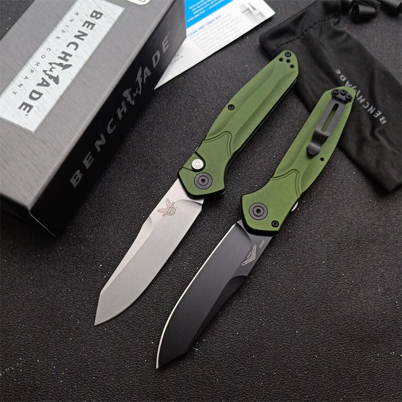 Benchmade 9400 Osborne AUTO Folding Knife 3.26" S30V Satin Plain Blade, Green Aluminum Handles