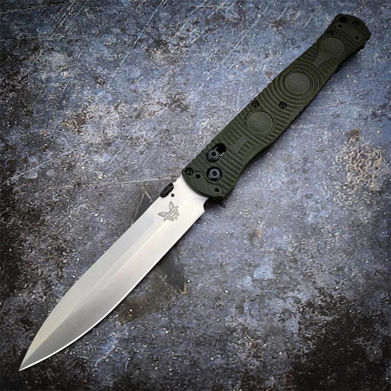 Benchmade SOCP Folding Knife 4.56" D2 Black Cerakote Spear Point Plain Blade, CF-Elite Handles - 391BK