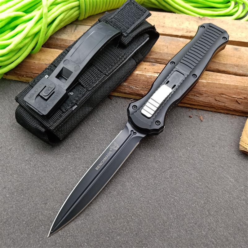 Benchmade 3310BK Infidel Dagger AUTO OTF Knife 3.85" D2 Black Double Edge Blade, Aluminum Alloy Handles