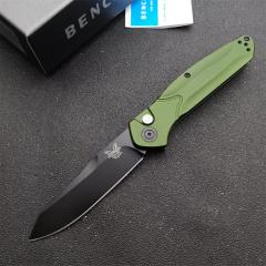Benchmade 9400 Osborne AUTO Folding Knife 3.26" S30V Satin Plain Blade, Green Aluminum Handles