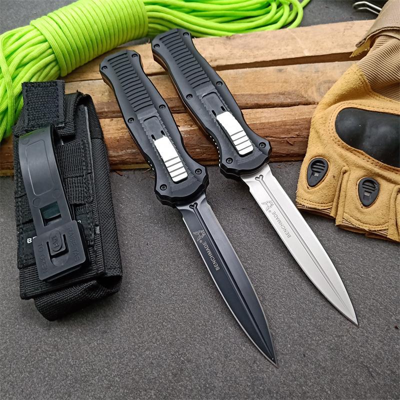Benchmade 3310BK Infidel Dagger AUTO OTF Knife 3.85" D2 Black Double Edge Blade, Aluminum Alloy Handles