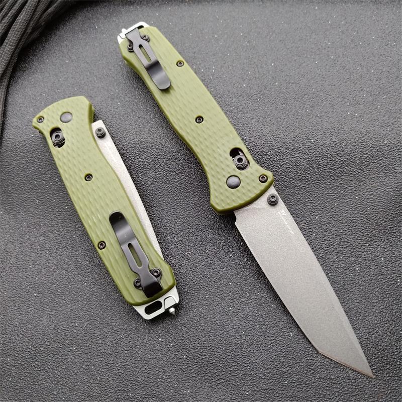 Benchmade Bailout AXIS Folding Knife 3.34" CPM-3V Tanto Plain Blade, Green Nylon Fiber Handles - 537GY-1