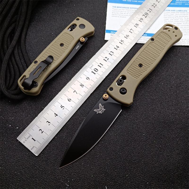 Benchmade 535 Bugout AXIS Folding Knife 3.24" S30V Satin Plain Blade, Brown Grivory Handles