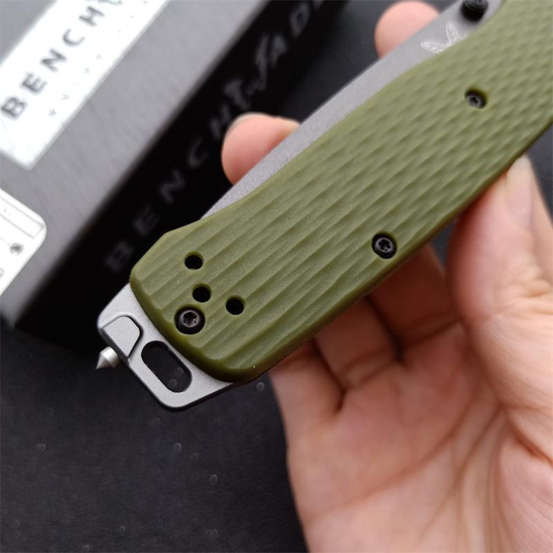 Benchmade Bailout AXIS Folding Knife 3.34" CPM-3V Tanto Plain Blade, Green Nylon Fiber Handles - 537GY-1