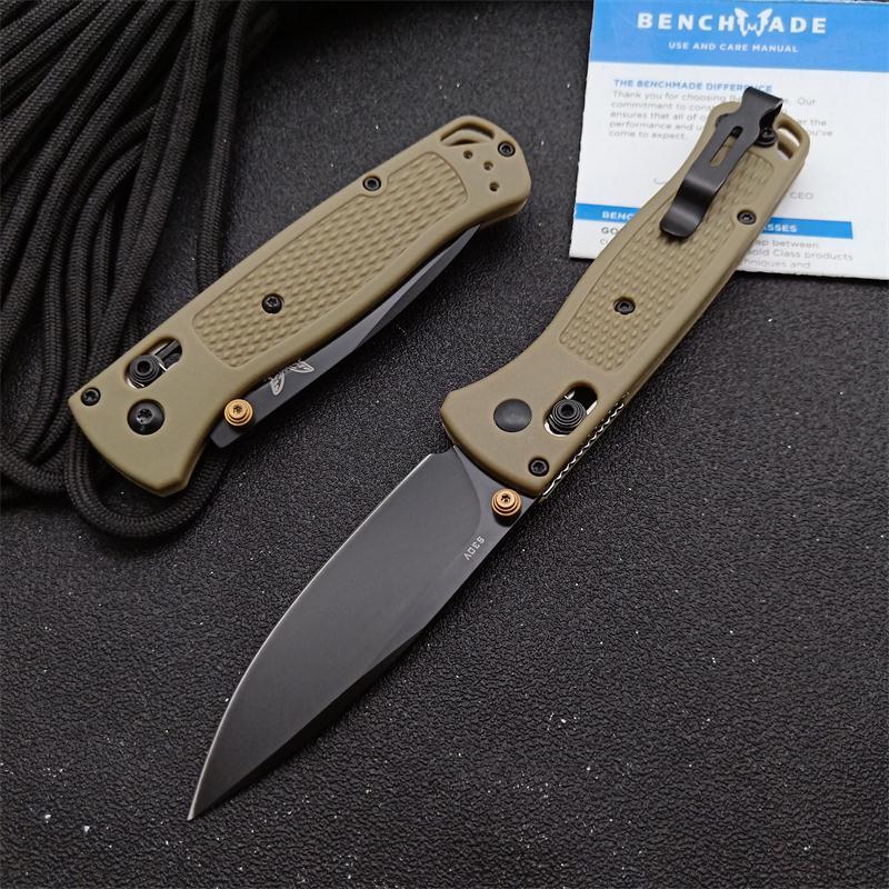 Benchmade 535 Bugout AXIS Folding Knife 3.24" S30V Satin Plain Blade, Brown Grivory Handles