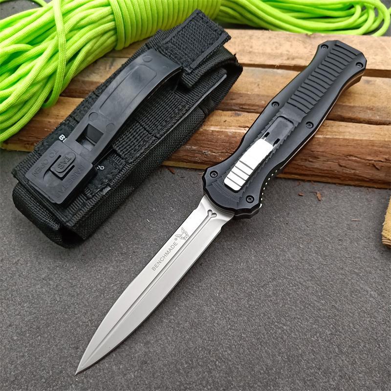 Benchmade 3310BK Infidel Dagger AUTO OTF Knife 3.85" D2 Black Double Edge Blade, Aluminum Alloy Handles