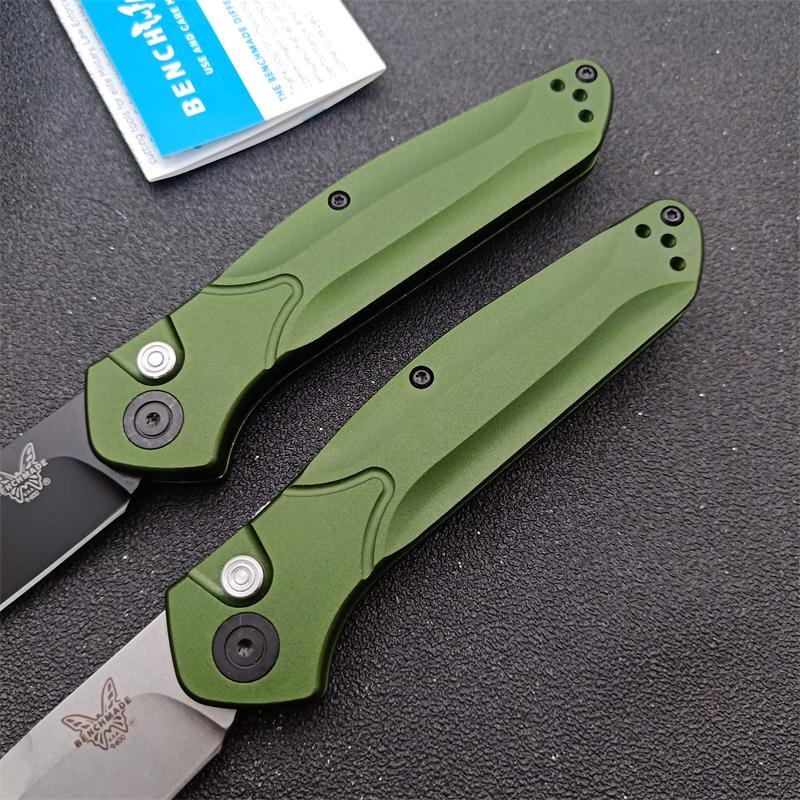 Benchmade 9400 Osborne AUTO Folding Knife 3.26" S30V Satin Plain Blade, Green Aluminum Handles