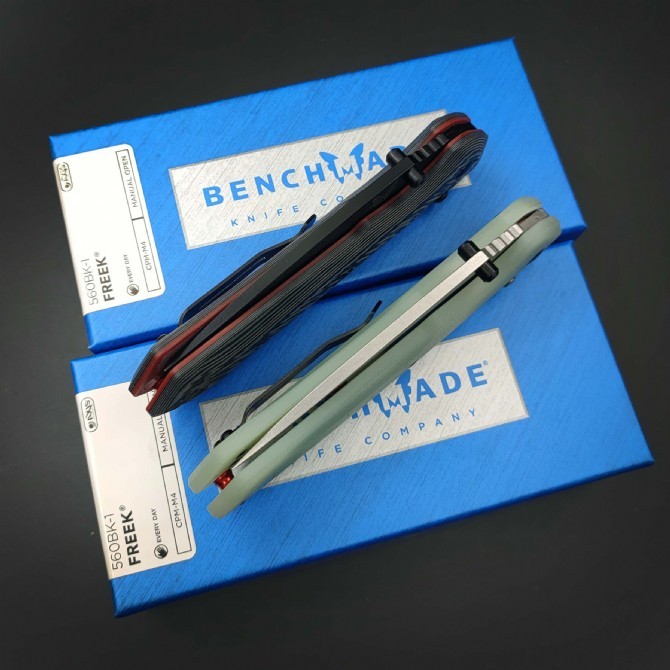 Benchmade Freek Folding Knife 3.54" Black Cerakoted CPM-M4 Plain Blade, G10 Handles - 560BK-1