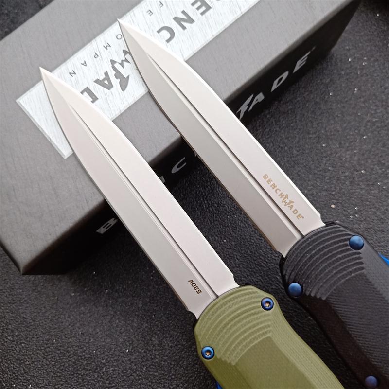 Benchmade Autocrat AUTO OTF Knife 3.54" DLC S30V Double Edge Dagger Blade, OD G10 Handles - 3400BK-1