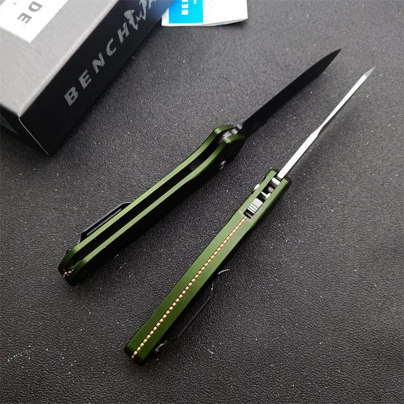 Benchmade 9400 Osborne AUTO Folding Knife 3.26" S30V Satin Plain Blade, Green Aluminum Handles