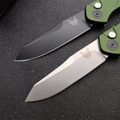 Benchmade 9400 Osborne AUTO Folding Knife 3.26" S30V Satin Plain Blade, Green Aluminum Handles
