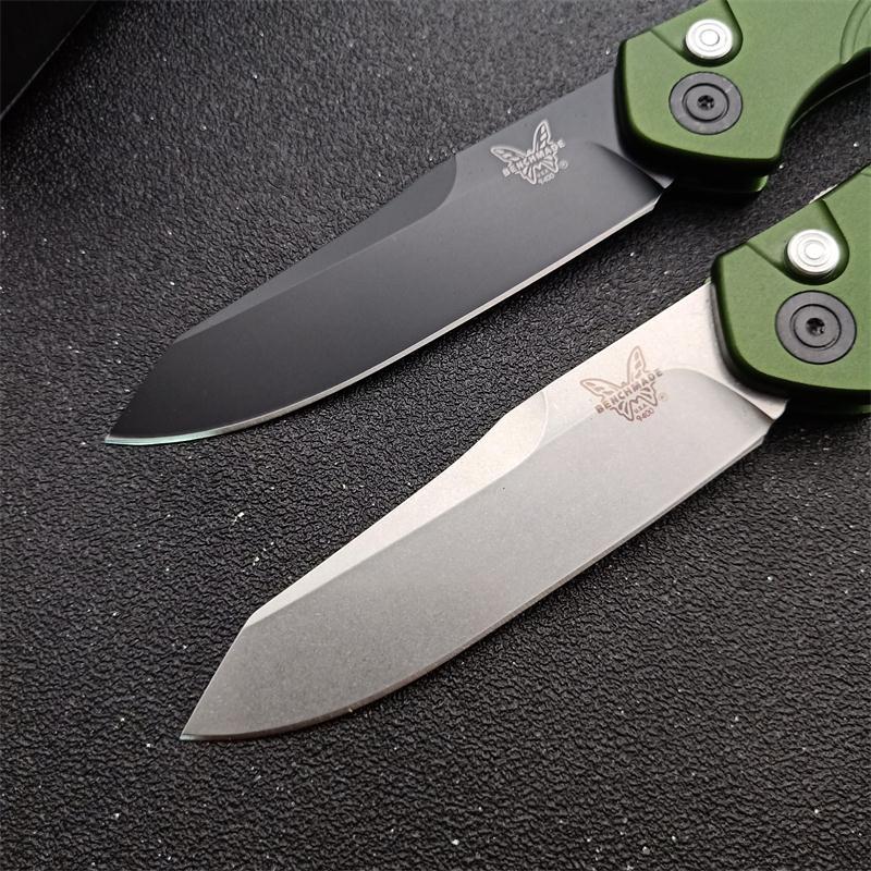 Benchmade 9400 Osborne AUTO Folding Knife 3.26" S30V Satin Plain Blade, Green Aluminum Handles