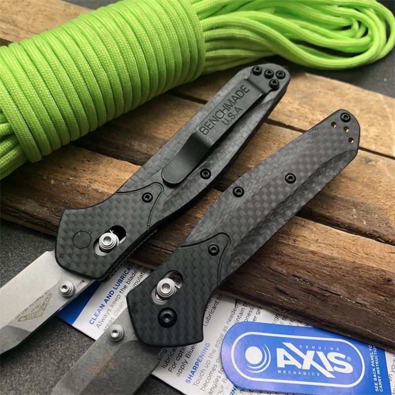 Benchmade 940-1 Osborne Folding Knife 3.42" S90V Stonewash Plain Blade, Carbon Fiber Handles