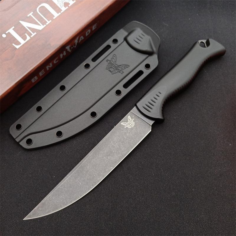 Benchmade Hunt Meatcrafter Fixed Blade Knife 5.70" CPM-154 Stonewashed Trailing Point Blade, Santoprene Handles - 15500-04