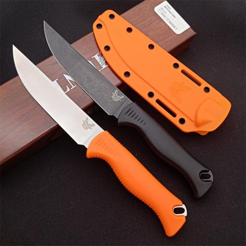 Benchmade Hunt Meatcrafter Fixed Blade Knife 5.70" CPM-154 Stonewashed Trailing Point Blade, Santoprene Handles - 15500-04