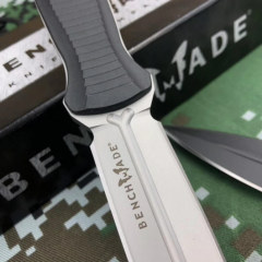 Benchmade 133BK Fixed Blade Knife 4.52" D2 Blade,  Grivory Handles Leather Sheath - 133