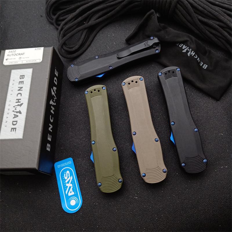 Benchmade Autocrat AUTO OTF Knife 3.54" DLC S30V Double Edge Dagger Blade, OD G10 Handles - 3400BK-1