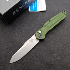 Benchmade 9400 Osborne AUTO Folding Knife 3.26" S30V Satin Plain Blade, Green Aluminum Handles