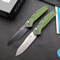 Benchmade 9400 Osborne AUTO Folding Knife 3.26" S30V Satin Plain Blade, Green Aluminum Handles