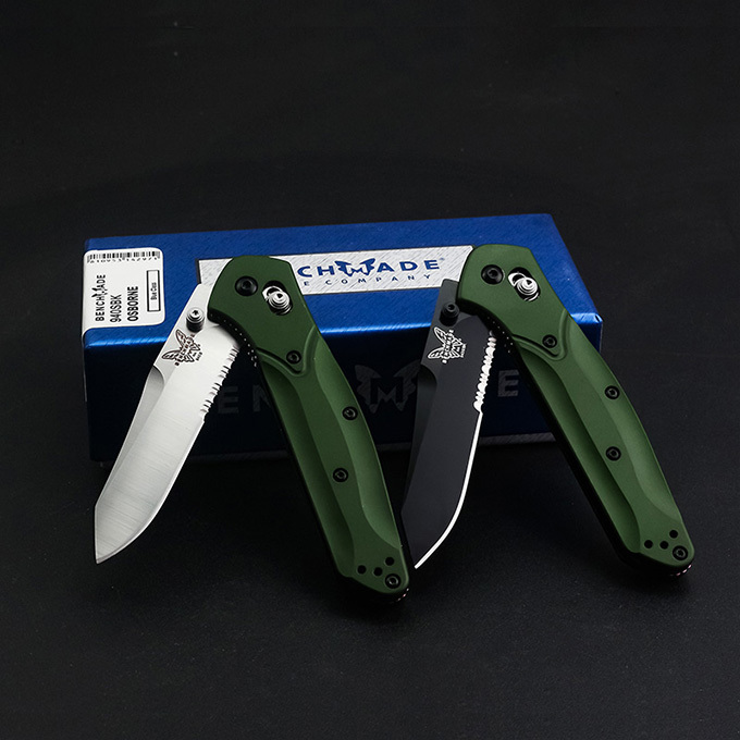 Benchmade 940 Osborne Folding Knife 3.22" S30V Satin Plain/Serrated Blade, Aviation Aluminum Handles