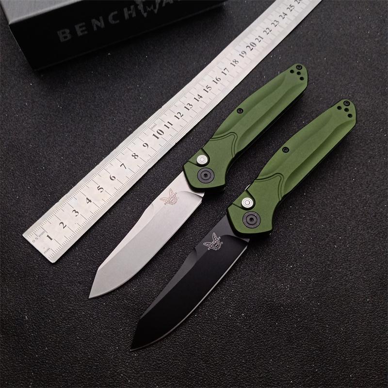 Benchmade 9400 Osborne AUTO Folding Knife 3.26" S30V Satin Plain Blade, Green Aluminum Handles
