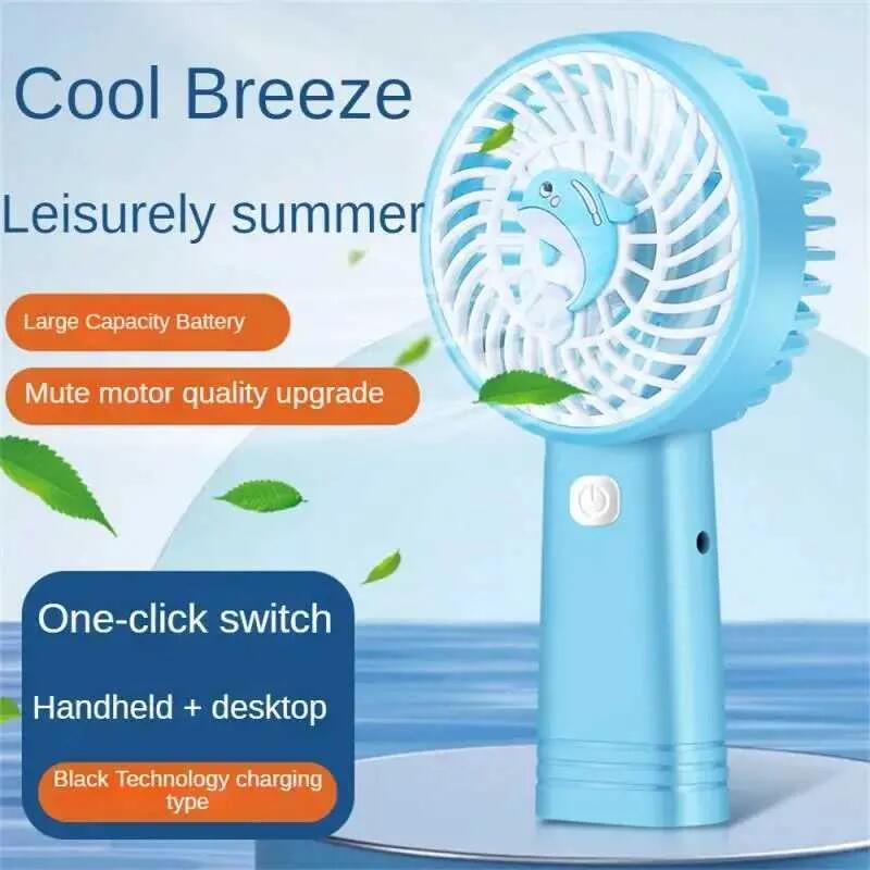 Appliances Handheld electric small fan portable cute small fan summer household items cartoon pattern mini fan
