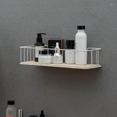 Decorative Plates Wall Mounted Floating Fence Gold Shelves With Wooden Floor For Simplicity Storage And Display Household Items