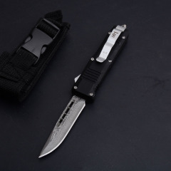 Benchmade C07 HK AUTO OTF Knife 2.83" Damascus Double Edge Blade, Zinc Aluminum Alloy Handles