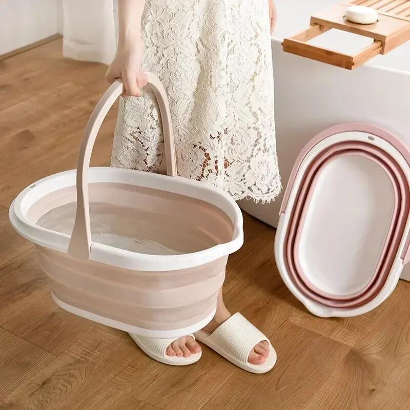 Folder Water Basin Camping Supplies Plastic Bucket Washbasin for Foot Spa Bath Fishing Car Wash Household Items Accessories