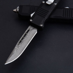 Benchmade C07 HK AUTO OTF Knife 2.83" Damascus Double Edge Blade, Zinc Aluminum Alloy Handles