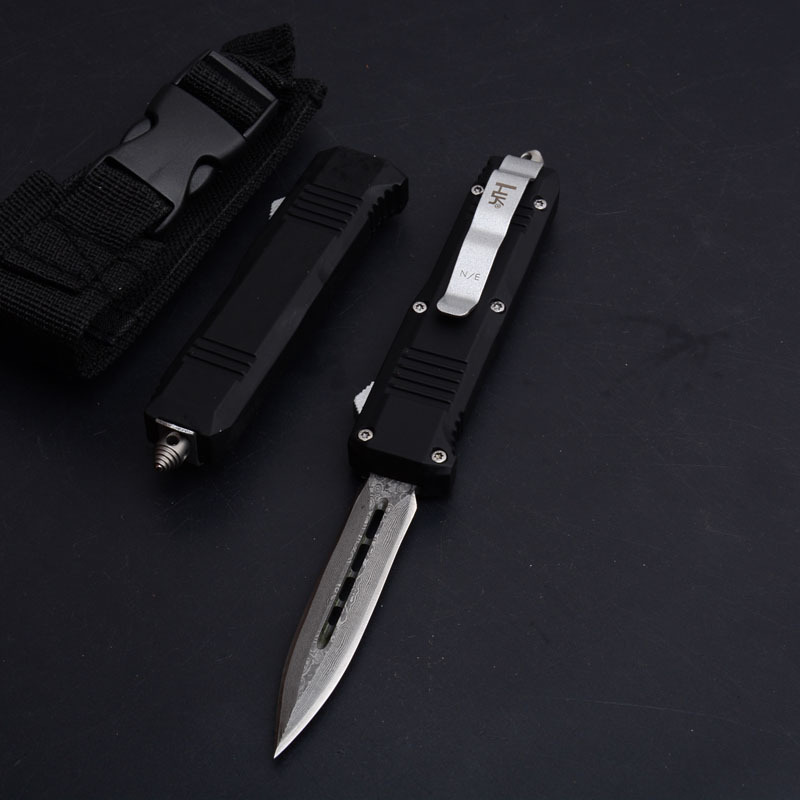 Benchmade C07 HK AUTO OTF Knife 2.83" Damascus Double Edge Blade, Zinc Aluminum Alloy Handles