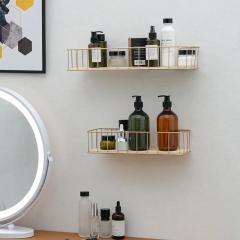 Decorative Plates Wall Mounted Floating Fence Gold Shelves With Wooden Floor For Simplicity Storage And Display Household Items