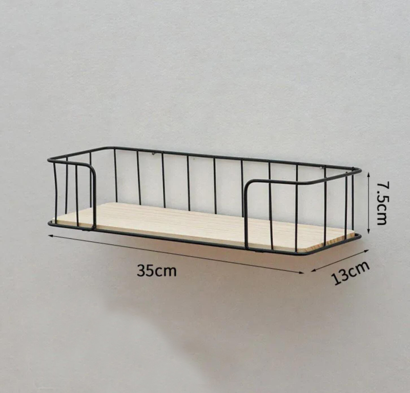 Decorative Plates Wall Mounted Floating Fence Gold Shelves With Wooden Floor For Simplicity Storage And Display Household Items