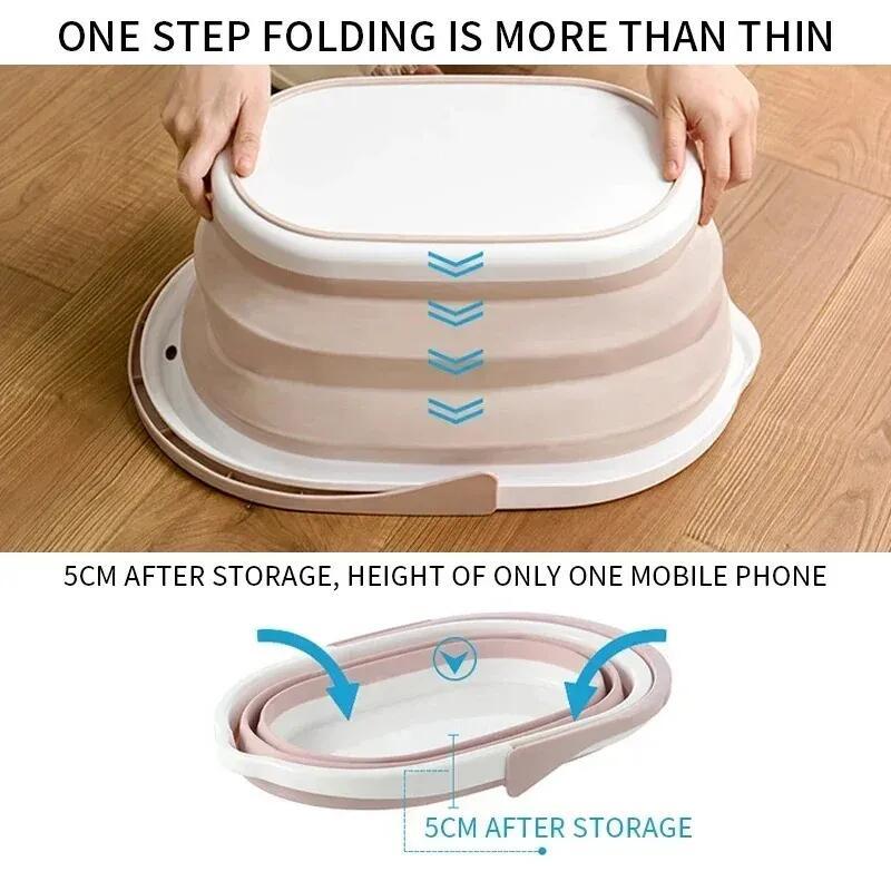 Folder Water Basin Camping Supplies Plastic Bucket Washbasin for Foot Spa Bath Fishing Car Wash Household Items Accessories