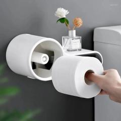 Toilet Paper Holders Waterproof Bathroom Organizer Shelf Shampoo Soap Roll Wc Storage Rack Wall Mounted Household Items Accessories