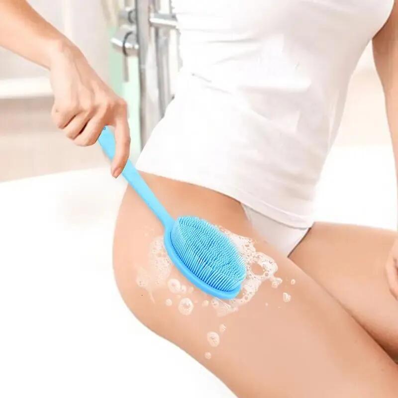 Bathroom brush body shower brush silicone body washer mild back washer with handle shower brush for household items