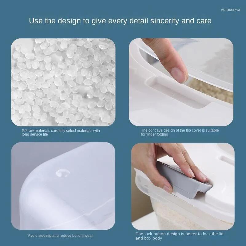 Storage Bottles Transparent Plastic Rice Bucket Flour Containers Household Items Moisture Proof Sealed Kitchen Box